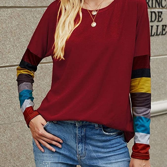 Color block long sleeve pullover tunic - Picture 2 of 9